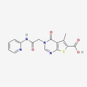 molecular formula C15H12N4O4S B1359901 5-Methyl-4-oxo-3-[2-oxo-2-(pyridin-2-ylamino)ethyl]-3,4-dihydrothieno[2,3-d]pyrimidine-6-carboxylic acid CAS No. 1119451-15-8