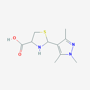 molecular formula C10H15N3O2S B1359965 2-(1,3,5-trimethyl-1H-pyrazol-4-yl)-1,3-thiazolidine-4-carboxylic acid CAS No. 1218739-03-7