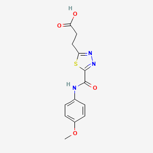 molecular formula C13H13N3O4S B1359975 3-(5-{[(4-Methoxyphenyl)amino]carbonyl}-1,3,4-thiadiazol-2-yl)propanoic acid CAS No. 1142209-61-7