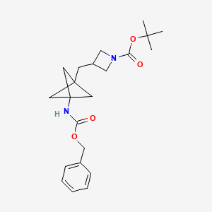 molecular formula C22H30N2O4 B13600006 Tert-butyl 3-[(3-{[(benzyloxy)carbonyl]amino}bicyclo[1.1.1]pentan-1-yl)methyl]azetidine-1-carboxylate 