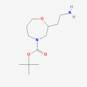 molecular formula C12H24N2O3 B13601058 Tert-butyl2-(2-aminoethyl)-1,4-oxazepane-4-carboxylate 