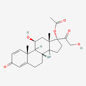 molecular formula C23H30O6 B1360237 Pregna-1,4-diene-3,20-dione, 17-(acetyloxy)-11,21-dihydroxy-, (11beta)- CAS No. 52628-64-5