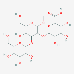 molecular formula C19H32O17 B136028 Methyl 3-O-galactopyranosyl-2-O-(glucopyranosyluronic acid)mannopyranoside CAS No. 125365-17-5