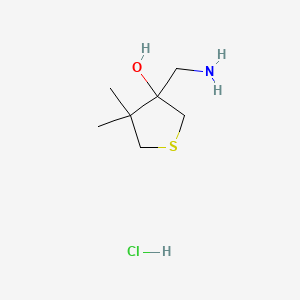 molecular formula C7H16ClNOS B13602929 3-(Aminomethyl)-4,4-dimethylthiolan-3-olhydrochloride 