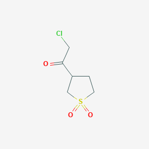 molecular formula C6H9ClO3S B13603051 3-(Chloroacetyl)-1lambda~6~-thiolane-1,1-dione CAS No. 90010-72-3