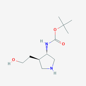 molecular formula C11H22N2O3 B13603277 rac-tert-butyl N-[(3R,4S)-4-(2-hydroxyethyl)pyrrolidin-3-yl]carbamate, trans 