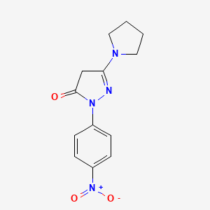 molecular formula C13H14N4O3 B1360342 1-(4-Nitrophenyl)-3-pyrrolidino-2-pyrazolin-5-one CAS No. 30818-17-8