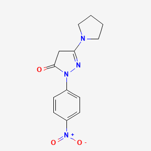 molecular formula C13H14N4O3 B1360342 3H-吡唑-3-酮，2,4-二氢-2-(4-硝基苯基)-5-(1-吡咯烷基)- CAS No. 30818-17-8