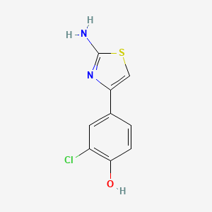 molecular formula C9H7ClN2OS B13603481 4-(2-Amino-1,3-thiazol-4-yl)-2-chlorophenol 