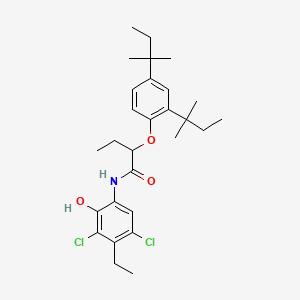 molecular formula C28H39Cl2NO3 B1360354 2-(2,4-Bis(tert-pentyl)phenoxy)-N-(3,5-dichloro-4-ethyl-2-hydroxyphenyl)butyramide CAS No. 93951-12-3