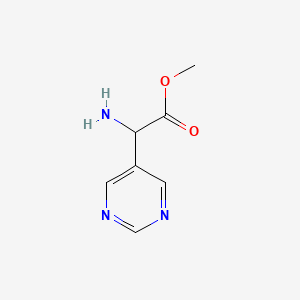 molecular formula C7H9N3O2 B13604067 Methyl 2-amino-2-(pyrimidin-5-yl)acetate 