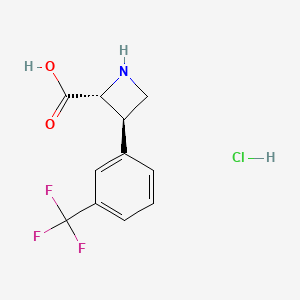molecular formula C11H11ClF3NO2 B13604252 rac-(2R,3R)-3-[3-(trifluoromethyl)phenyl]azetidine-2-carboxylic acid hydrochloride 