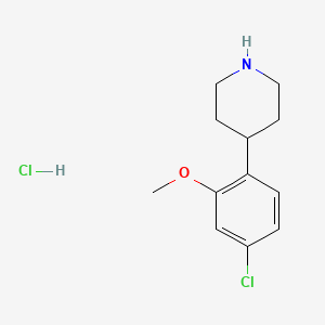 molecular formula C12H17Cl2NO B13604294 4-(2-Methoxy-4-chlorophenyl)piperidine hydrochloride 