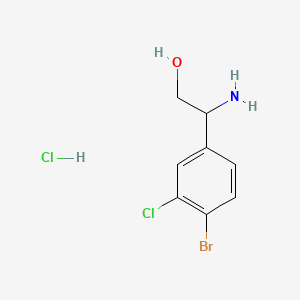 molecular formula C8H10BrCl2NO B13604407 2-Amino-2-(4-bromo-3-chlorophenyl)ethan-1-olhydrochloride 