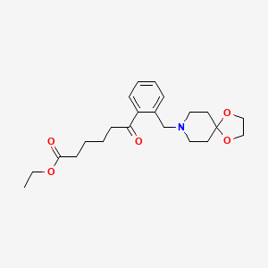 molecular formula C22H31NO5 B1360465 Ethyl 6-[2-(1,4-dioxa-8-azaspiro[4.5]decan-8-ylmethyl)phenyl]-6-oxohexanoate CAS No. 898781-29-8