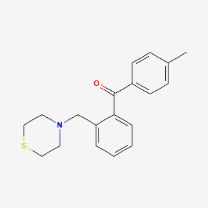 molecular formula C19H21NOS B1360467 4'-Methyl-2-thiomorpholinomethyl benzophenone CAS No. 898781-44-7