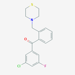 B1360470 3-Chloro-5-fluoro-2'-thiomorpholinomethyl benzophenone CAS No. 898782-20-2