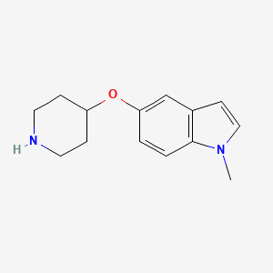 molecular formula C14H18N2O B13604911 1-methyl-5-(4-piperidinyloxy)-1H-Indole 