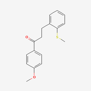 molecular formula C17H18O2S B1360538 4'-Methoxy-3-(2-thiomethylphenyl)propiophenone CAS No. 898754-29-5