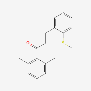 molecular formula C18H20OS B1360541 2',6'-Dimethyl-3-(2-thiomethylphenyl)propiophenone CAS No. 898754-81-9