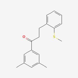 molecular formula C18H20OS B1360543 3',5'-Dimethyl-3-(2-thiomethylphenyl)propiophenone CAS No. 898780-04-6