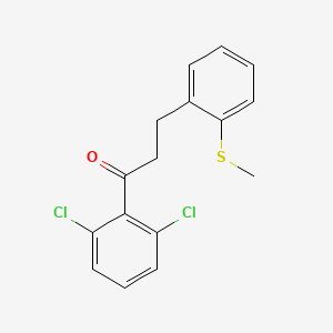 molecular formula C16H14Cl2OS B1360548 2',6'-Dichloro-3-(2-thiomethylphenyl)propiophenone CAS No. 898780-65-9
