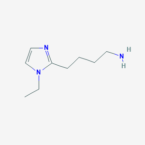 molecular formula C9H17N3 B13605563 4-(1-Ethyl-1h-imidazol-2-yl)butan-1-amine 