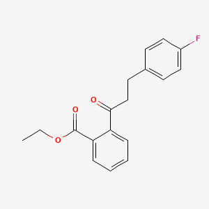 molecular formula C18H17FO3 B1360570 2'-Carboethoxy-3-(4-fluorophenyl)propiophenone CAS No. 898768-00-8
