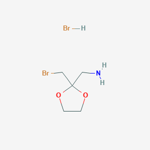 molecular formula C5H11Br2NO2 B13605875 1-[2-(Bromomethyl)-1,3-dioxolan-2-yl]methanaminehydrobromide 