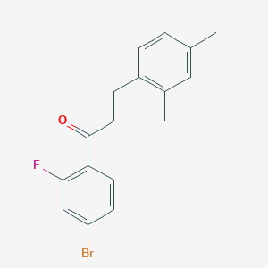 molecular formula C17H16BrFO B1360597 4'-Bromo-3-(2,4-dimethylphenyl)-2'-fluoropropiophenone CAS No. 898794-36-0