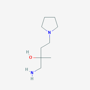 molecular formula C9H20N2O B13605987 1-Amino-2-methyl-4-(pyrrolidin-1-yl)butan-2-ol 