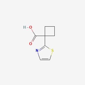 molecular formula C8H9NO2S B13606047 1-(Thiazol-2-yl)cyclobutane-1-carboxylic acid 