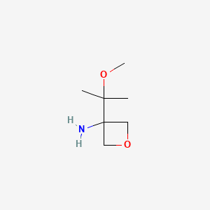 molecular formula C7H15NO2 B13606091 3-(2-Methoxypropan-2-yl)oxetan-3-amine 