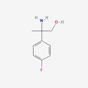 molecular formula C9H12FNO B13606169 2-Amino-2-(4-fluorophenyl)propan-1-ol 