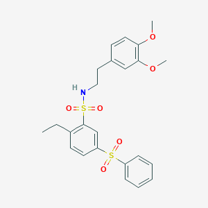 molecular formula C24H27NO6S2 B136064 5-(benzenesulfonyl)-N-[2-(3,4-dimethoxyphenyl)ethyl]-2-ethylbenzenesulfonamide CAS No. 915754-05-1