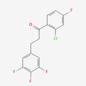 molecular formula C15H9ClF4O B1360658 2'-chloro-4'-fluoro-3-(3,4,5-trifluorophenyl)propiophenone CAS No. 898778-42-2