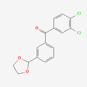 molecular formula C16H12Cl2O3 B1360668 3,4-Dichloro-3'-(1,3-dioxolan-2-YL)benzophenone CAS No. 898759-58-5