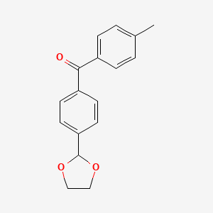molecular formula C17H16O3 B1360670 4-(1,3-Dioxolan-2-YL)-4'-methylbenzophenone CAS No. 898759-84-7