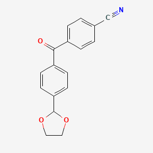 molecular formula C17H13NO3 B1360671 4-Cyano-4'-(1,3-dioxolan-2-YL)benzophenone CAS No. 898759-96-1