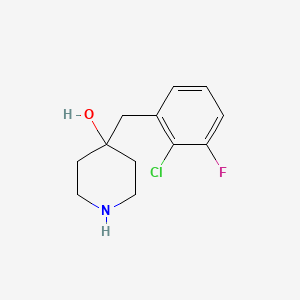 molecular formula C12H15ClFNO B13606728 4-(2-Chloro-3-fluorobenzyl)piperidin-4-ol 