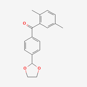molecular formula C18H18O3 B1360673 2,5-Dimethyl-4'-(1,3-dioxolan-2-YL)benzophenone CAS No. 898760-22-0