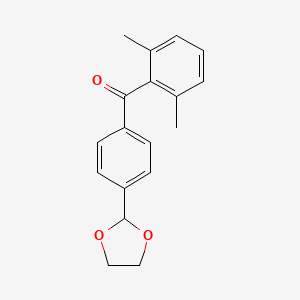 molecular formula C18H18O3 B1360674 2,6-Dimethyl-4'-(1,3-dioxolan-2-YL)benzophenone CAS No. 898760-25-3
