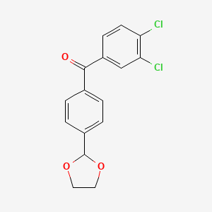 molecular formula C16H12Cl2O3 B1360679 3,4-Dichloro-4'-(1,3-dioxolan-2-YL)benzophenone CAS No. 898760-72-0