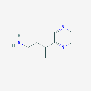 molecular formula C8H13N3 B13606793 3-(Pyrazin-2-yl)butan-1-amine 