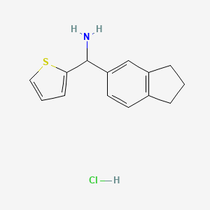 molecular formula C14H16ClNS B13606874 1-(2,3-dihydro-1H-inden-5-yl)-1-(thiophen-2-yl)methanaminehydrochloride 