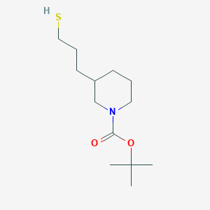 molecular formula C13H25NO2S B13606884 tert-Butyl 3-(3-mercaptopropyl)piperidine-1-carboxylate 