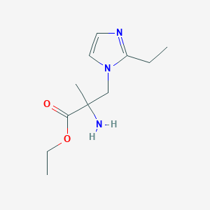 molecular formula C11H19N3O2 B13607264 Ethyl 2-amino-3-(2-ethyl-1h-imidazol-1-yl)-2-methylpropanoate 