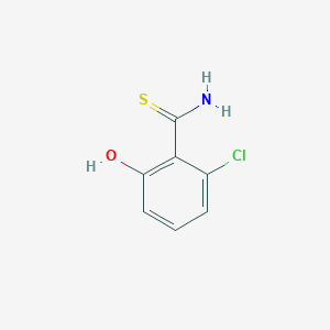 molecular formula C7H6ClNOS B13607370 2-Chloro-6-hydroxybenzothioamide 