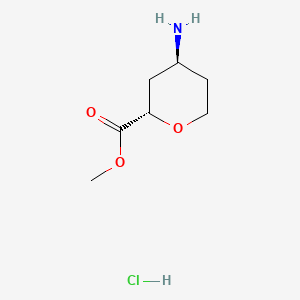 molecular formula C7H14ClNO3 B13607438 rac-methyl(2R,4R)-4-aminooxane-2-carboxylatehydrochloride 