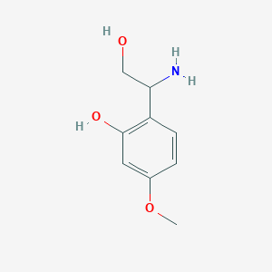 molecular formula C9H13NO3 B13607485 2-(1-Amino-2-hydroxyethyl)-5-methoxyphenol 